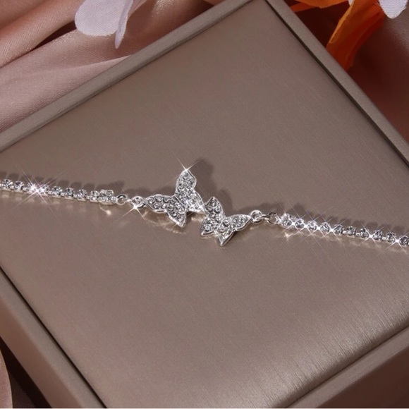 Cubic Zirconia Silver Butterfly Bracelet - Picture 5 of 7